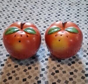 Vintage Japan Marked Apple Shaped Salt and Pepper Shakers